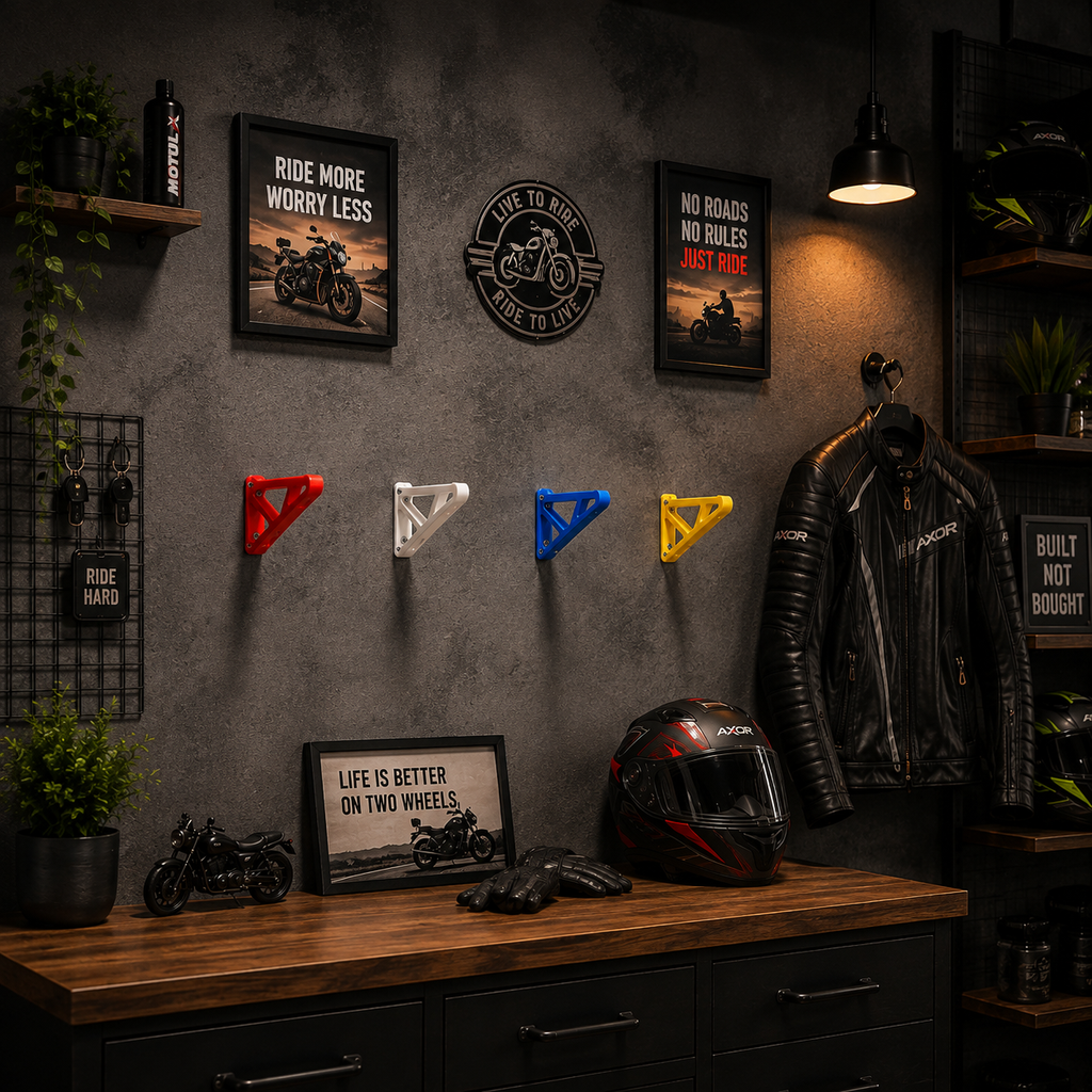 CRAFTBUZZ Wall Mounted Helmet Holder Multi Color